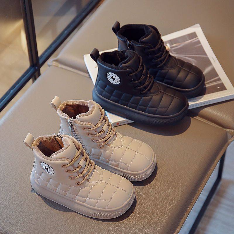 Girls Cotton Boots 2022 New Fleece-lined Girls Cotton Boots Soft Bottom Bread Shoes Children's Snow Boots Boys' Short Boots Trendy