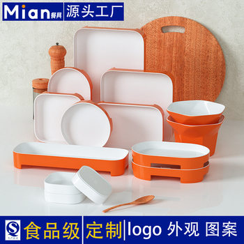 New melamine tableware hot pot restaurant dinner plate with dish plate can be superimposed buffet restaurant rectangular barbecue sauce plate