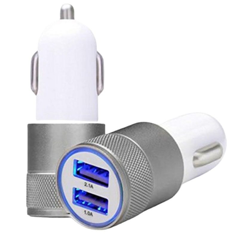 Small Steel Cannon Car Sufficient 3.1A Mobile Phone Car Charger Knurled Car Charger Dual USB Aluminum Alloy Car Charger Fast Charging