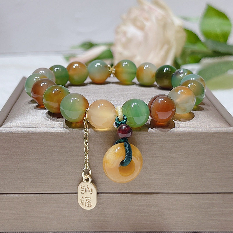 National style Nafu Peacock agate bracelet old mine yellow jade peace ring bracelet road pass agate bracelet wholesale