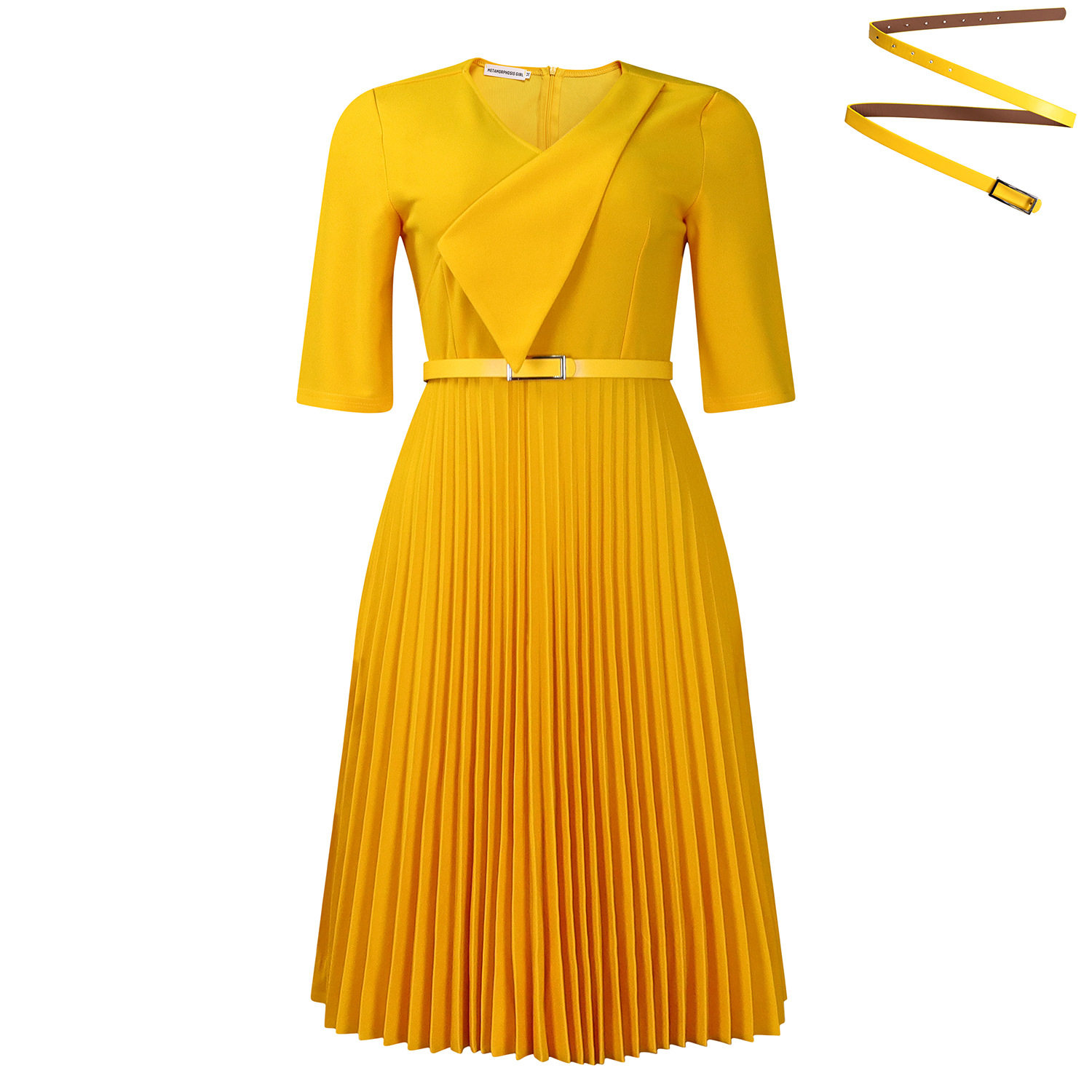 V Neck Pleated Dress Solid Color Fashionable Elegant Perfect for African Occasions Wholesale Available