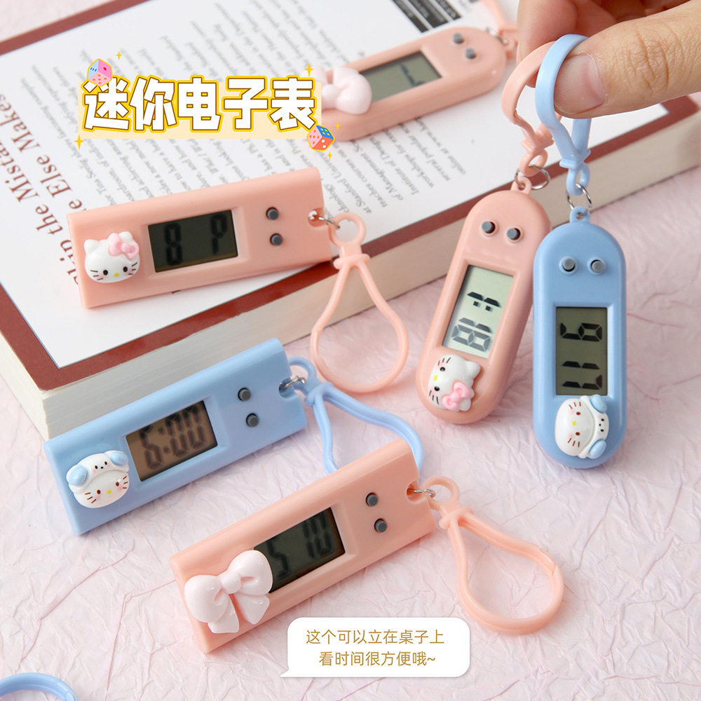 Cartoon Cute Kitten Bowknot Digital Watch Mini Portable Student Wristwatch Work Study Exam Timetable