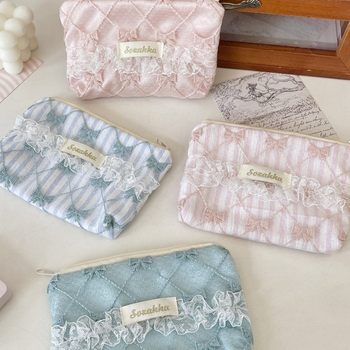 54242 Lace Small Floral Coin Purse Niche Portable Storage Bag Coin Key Sundries Storage Cosmetic Bag