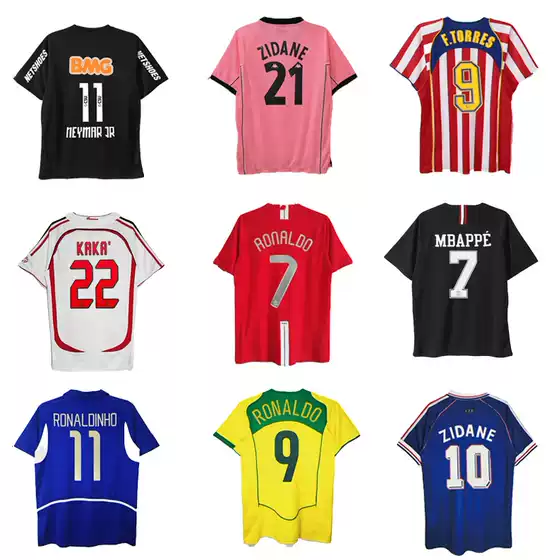Retro Football Jersey Star French Zidane Atletico Madrid Brazilian Ronaldo Ronaldinho Ac Santos Rome Ronaldo Jersey