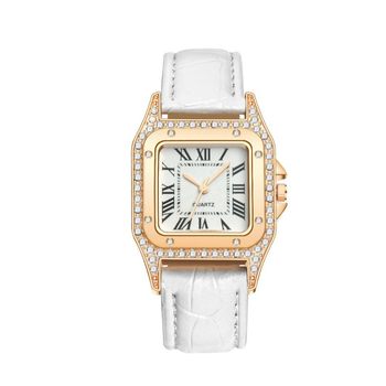 Cross-border foreign trade new fashion square shell ladies quartz watch inlaid belt watch square dial watch wholesale