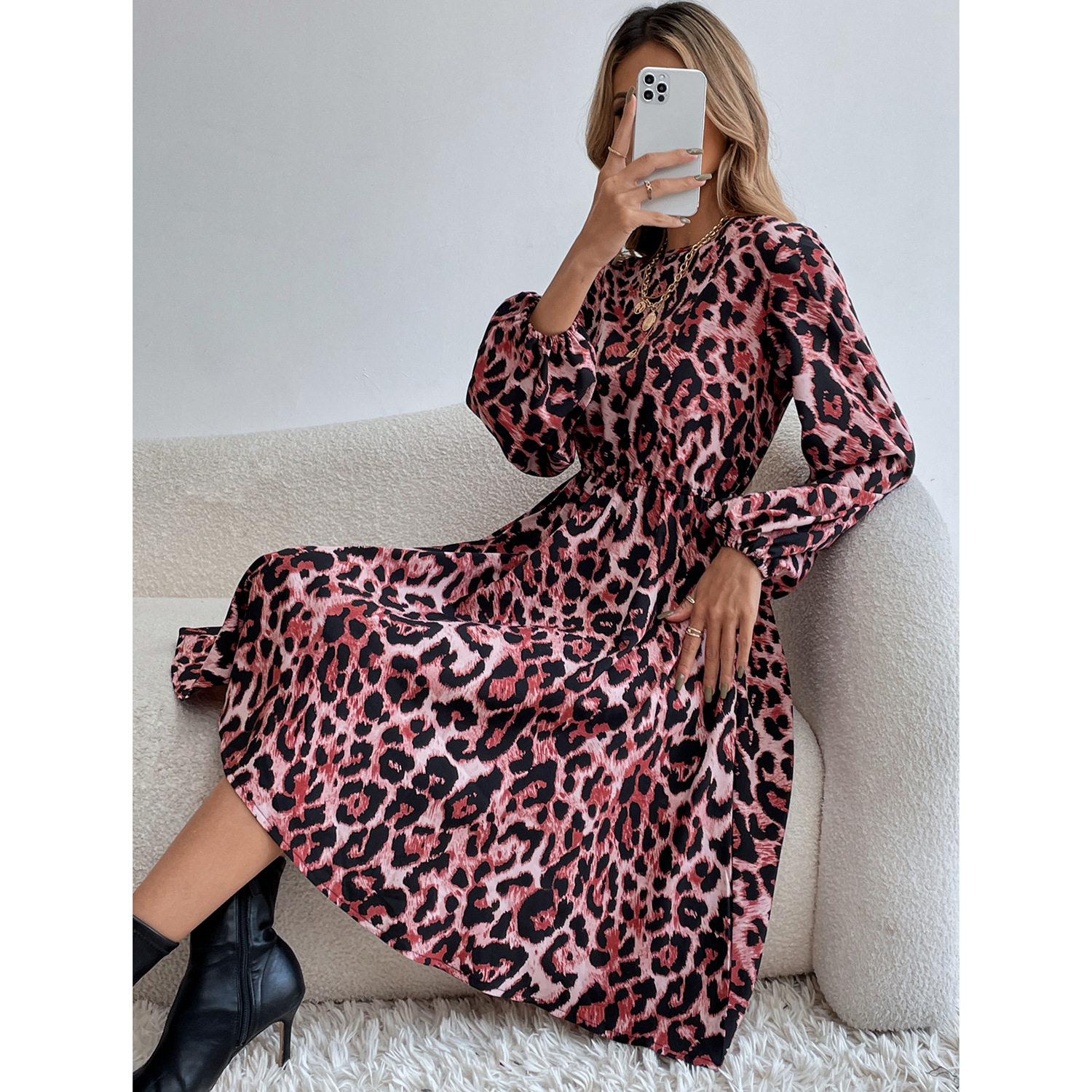 Casual Floral Long Sleeve Dress Sexy Fit Versatile Style Trendy Design Perfect for Daily Wear Wholesale Available