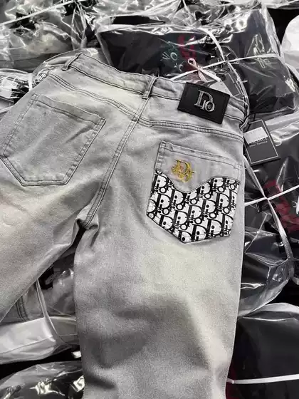 Trendy Men's Jeans with Embroidery Letter Pattern, Slim Fit, Casual Long Pants