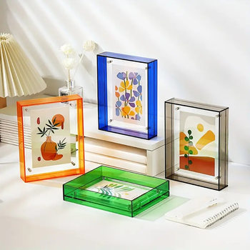 Acrylic Photo Frame 6-inch Photo Frame Large Size Wall Hangable Color Double-sided Transparent Square Display Frame