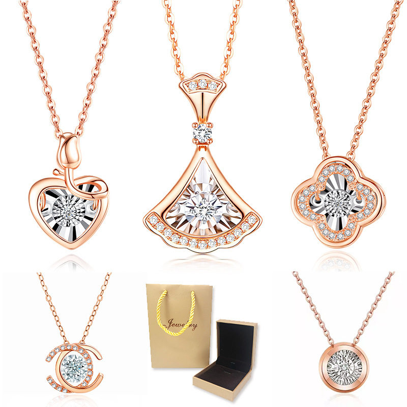 South African Real Diamond Necklace, Non-Fading Pendant with Diamonds, Versatile Jewelry Wholesale, Wedding Fashion Rose Gold Inlay