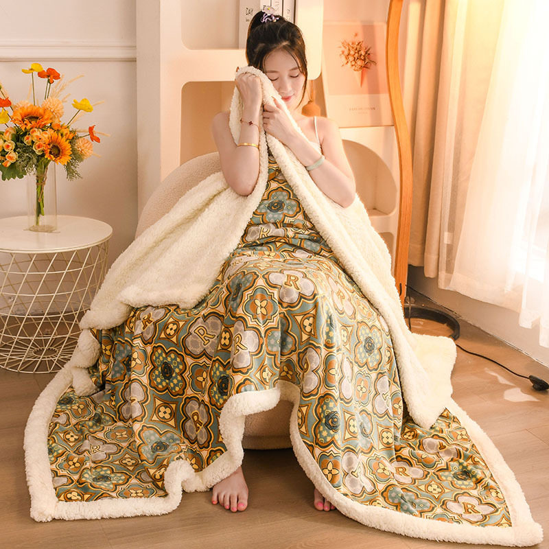 2024 New Maternal and Infant Class A Blanket Multifunctional Milk Velvet Lamb Velvet Blanket Composite Dormitory Nap Blanket