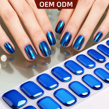 Zhengxiang Customized Gel Manicure Stickers Waterproof Cross-Border European and American Flash Magic Mirror Powder Uv Half-Baked Nail Stickers Gel Nail