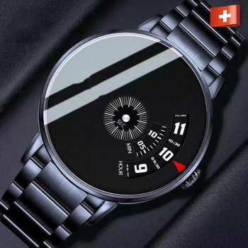 New luminous waterproof men's watch creative dial trend stainless steel men's watch black technology Foreign trade hot cross-border