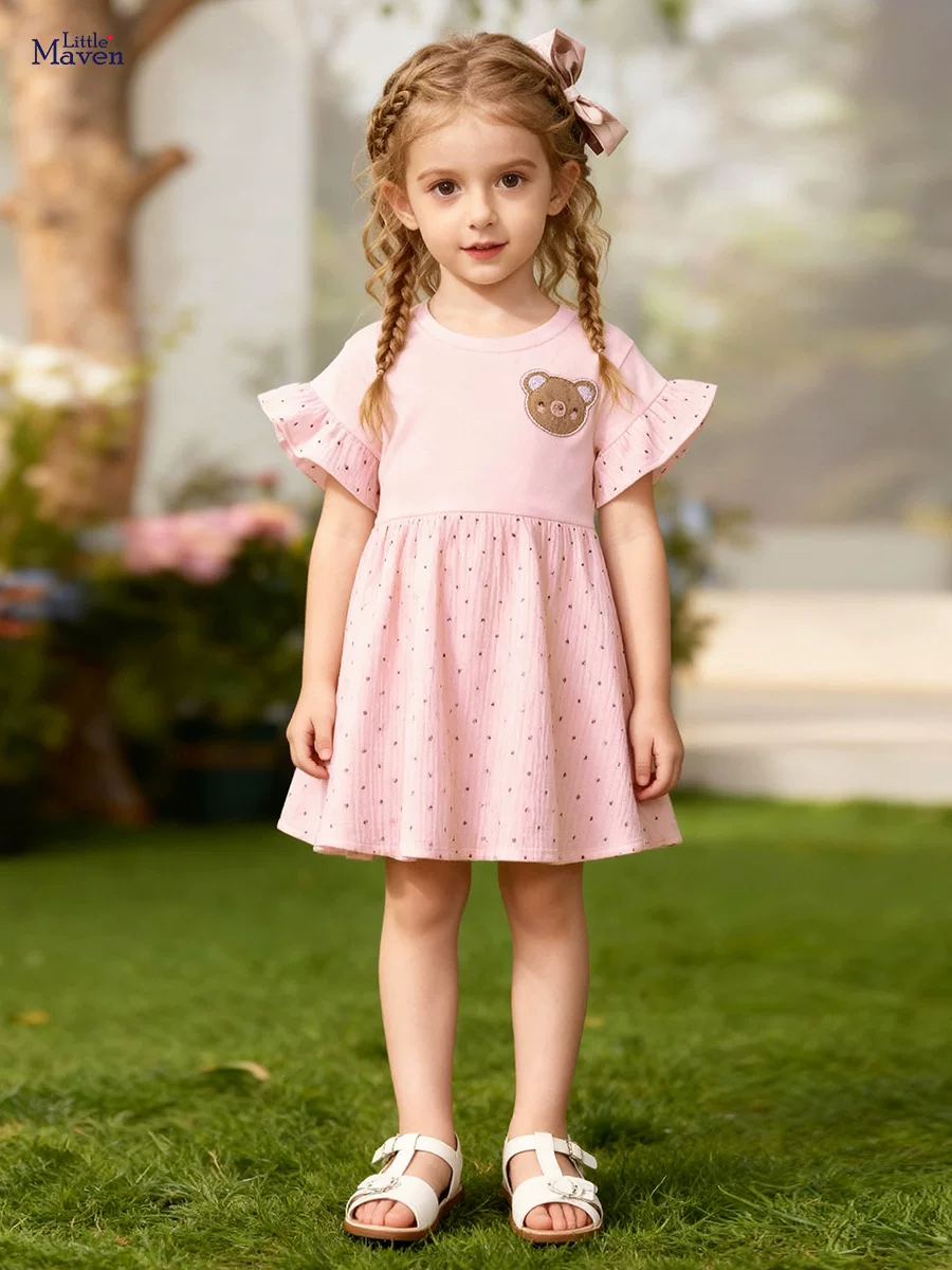 Cartoon Kids' Dress, Summer Short-sleeve Girls' Skirt, Cotton Kids' Dress