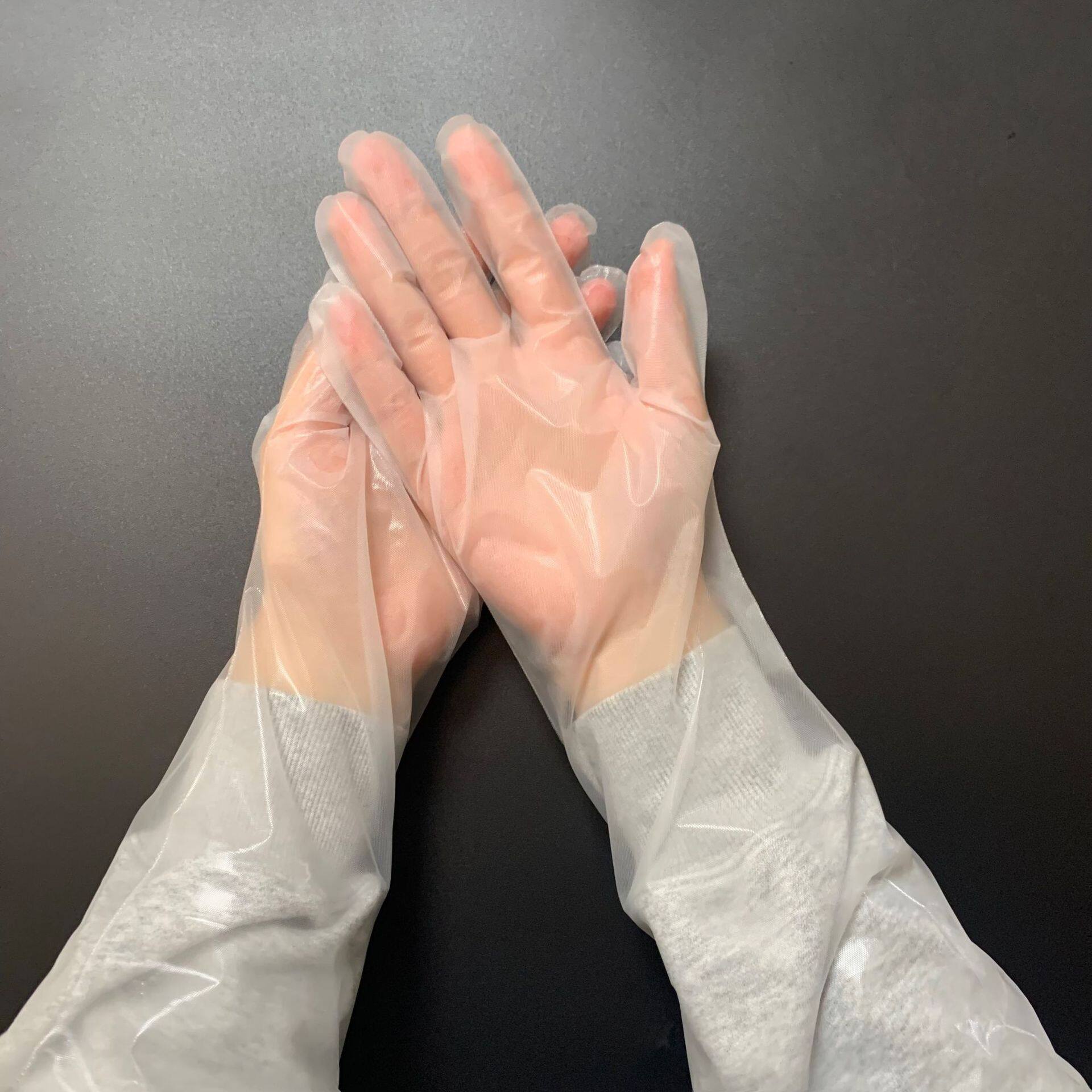 Manufacturer Disposable Long-Arm Gloves Cpe Extended Gloves Anti-Fouling Housework Kitchen Dishwashing Arm Guards Elastic Beam