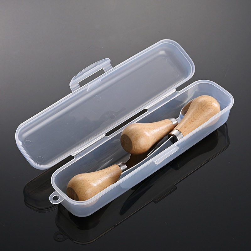 Erne 304 Stainless Steel Short Round Wooden Handle Portable Western Tableware Knife and Fork Spoon Children's Maternal and Infant Feeding Tableware Gift