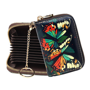 Anti-Theft and Anti-Magnetic Coin Purse for Women with Multiple Card Slots, Hand-Painted Wallet, Double-Layer Large-Capacity Accordion Credit Card Holder