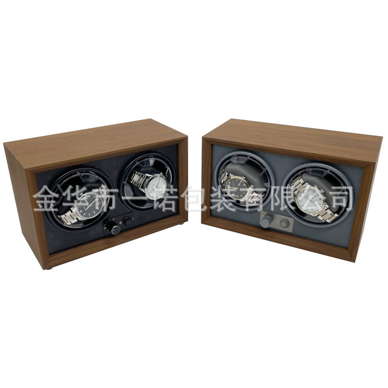in stock black walnut wooden 5-gear double-gauge mechanical watch automatic watch shaker electric winding watch box for home use