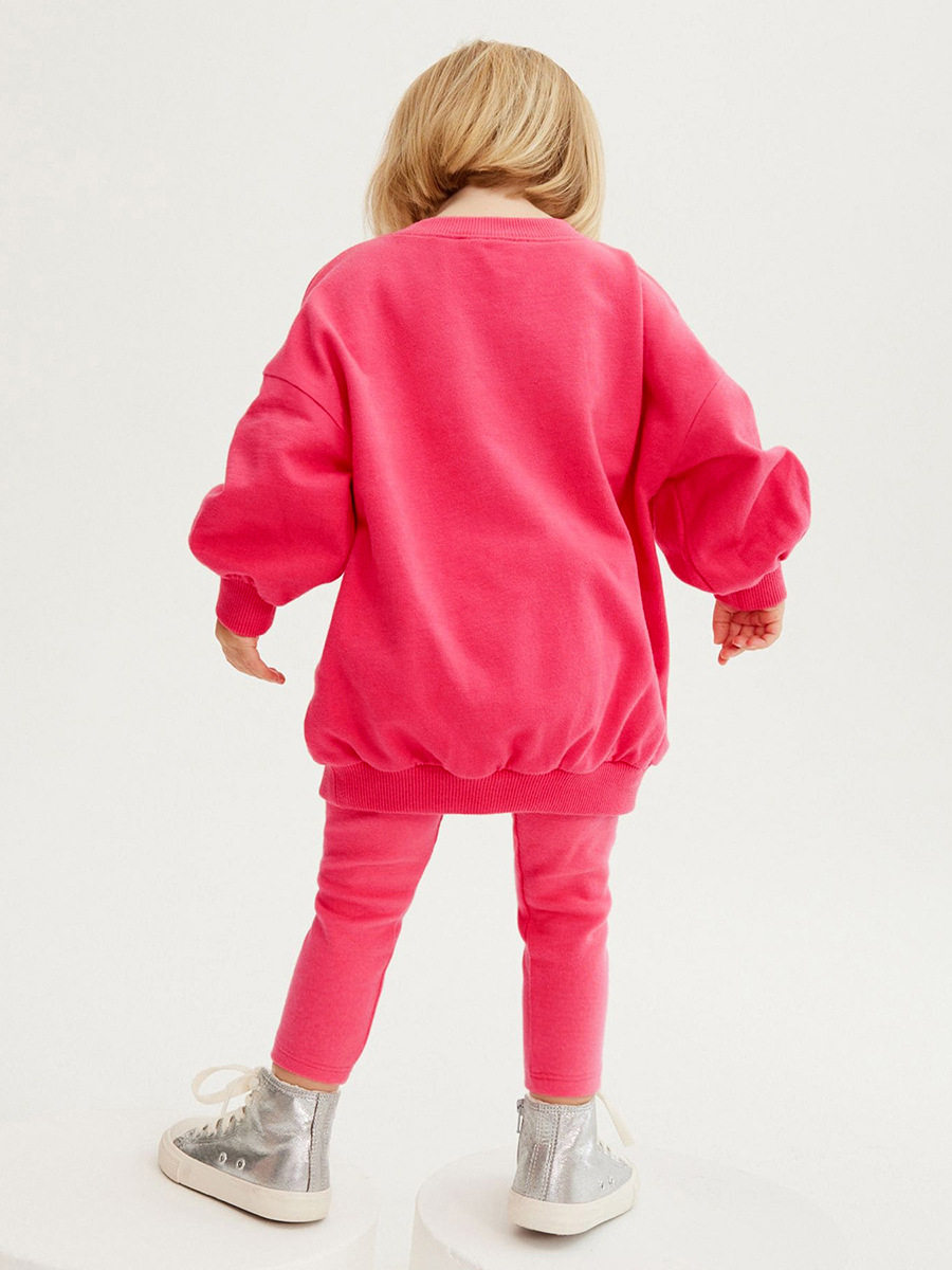 Girls' New Autumn Solid Color Long-Sleeve Casual Sports Set, Kids' Outfit