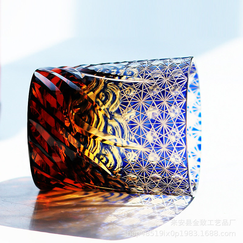 Edo Kiriko Crystal Cup Hand-Carved Whiskey Glass Red Wine Glass High-End Liquor Glass Beer Glass