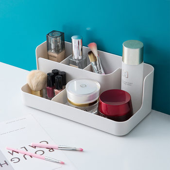 Plain Color Cosmetic Storage Box Plastic Desktop Compartment Organizer Makeup Box Storage Box Wholesale Dressing Table Drawer