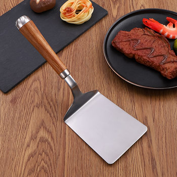 Stainless Steel Cooking Spatula Steak Spatula Pear Wood Handle Home Kitchen Pizza Spatula Cake Spatula Kitchen Utensils Steak Spatula