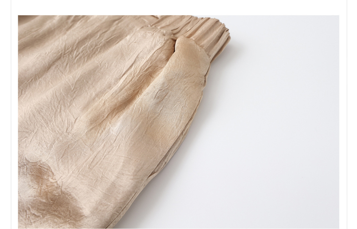 Quần dài nữ ống thẳng cạp cao chất liệu acetate phối polyester mỏng nhẹ — Màu vàng