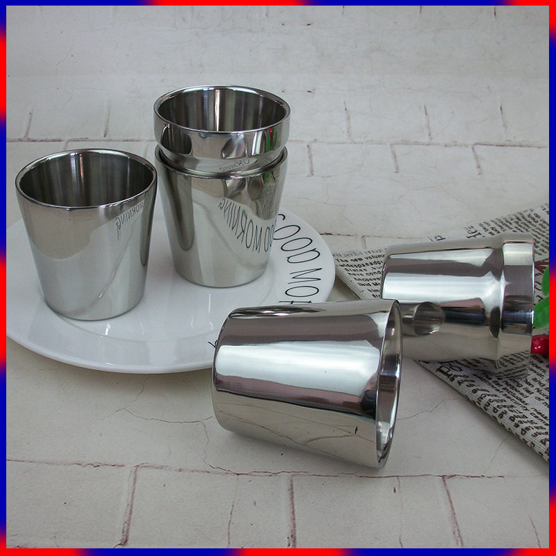 Korean-style Stainless Steel Double-layer Portable Water Cup Beer Cup Home Commercial Cup Beverage Cup Restaurant Catering Bar Cup