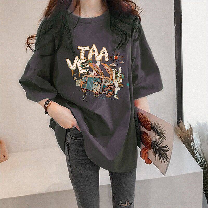 2024 Summer plus size Women's Short-sleeved T-shirt New Style Fat Sister 100.00 kg-150.00 kg Loose Slimming Pregnant Women's Top