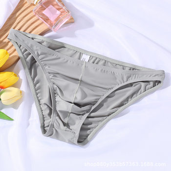 Temu Cross-Border Men's Underwear Ultra-Thin Ice Silk Briefs Men's Sexy Bikini Low-Waist Quick-Drying
