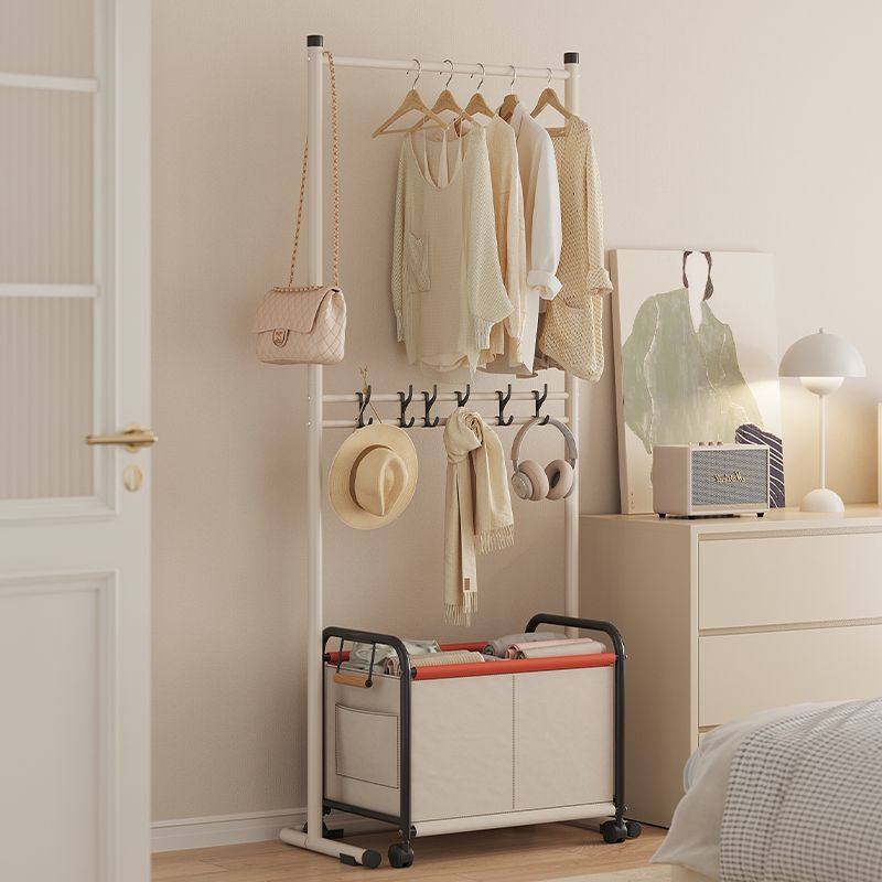 Simple Coat Rack Household Floor Double-Layer Hanger Cream Style Folding Indoor Hanging Bag Integrated Clothes Rack