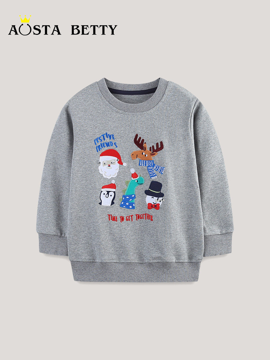 New Autumn Boys' Crew Neck Hoodie, Fashionable Kids' Sweatshirt, Knitted Cotton Toddler & Kid Undershirt