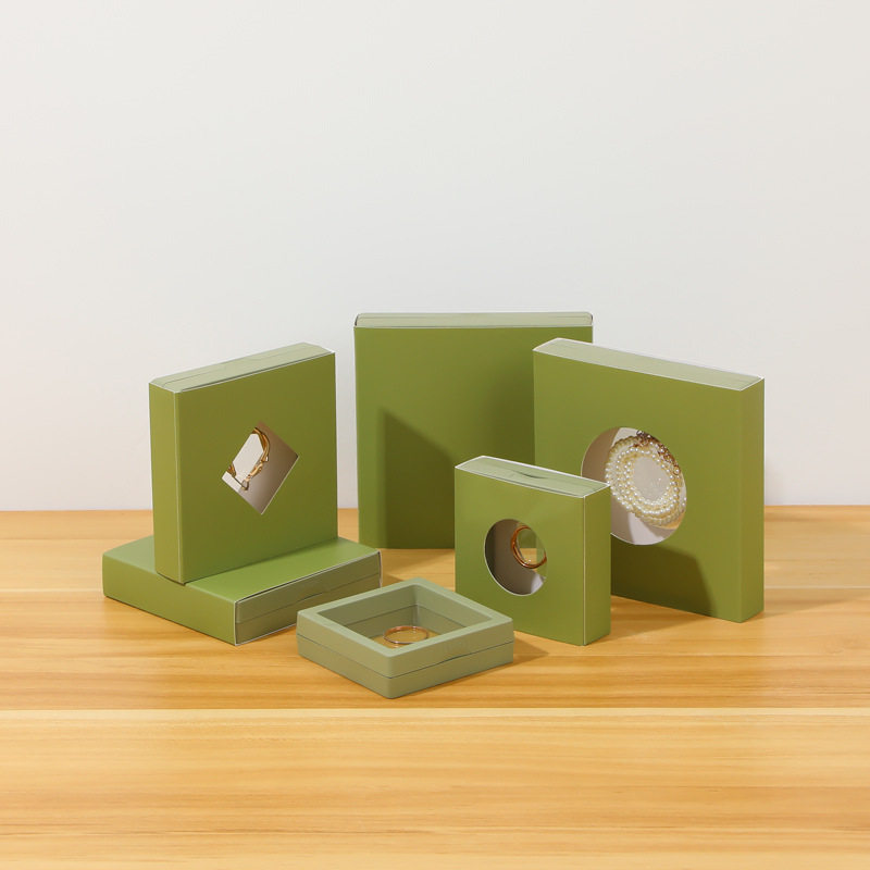 Transparent Pe Film Display Box with Paper Sleeve Suspended Packaging Box Matching Gift Bag Jewelry Ring Box in Stock