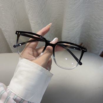 Transparent Myopia Glasses Frame for Women, Ultra-Light, Big Face, Slimming Look, Small Face, Plain Face, Can Be Equipped with Large Frame for Men with Prescription Eyes