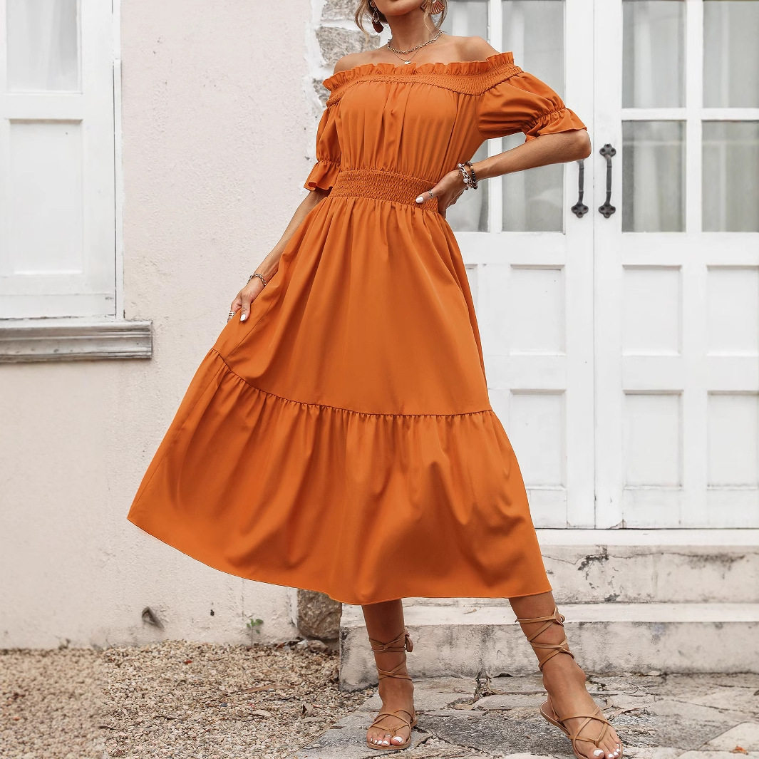 Casual Fashion Strapless Solid Color Dress Elegant Design Comfortable Fit Versatile for Parties or Daily Wear