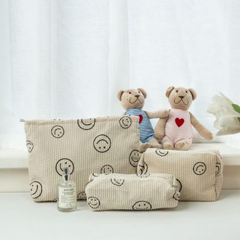 Amazon Cross-Border Best Selling Corduroy Cosmetic Bag Smiley Face Storage Bag Toiletry Bag Key Bag Wallet Clutch Bag