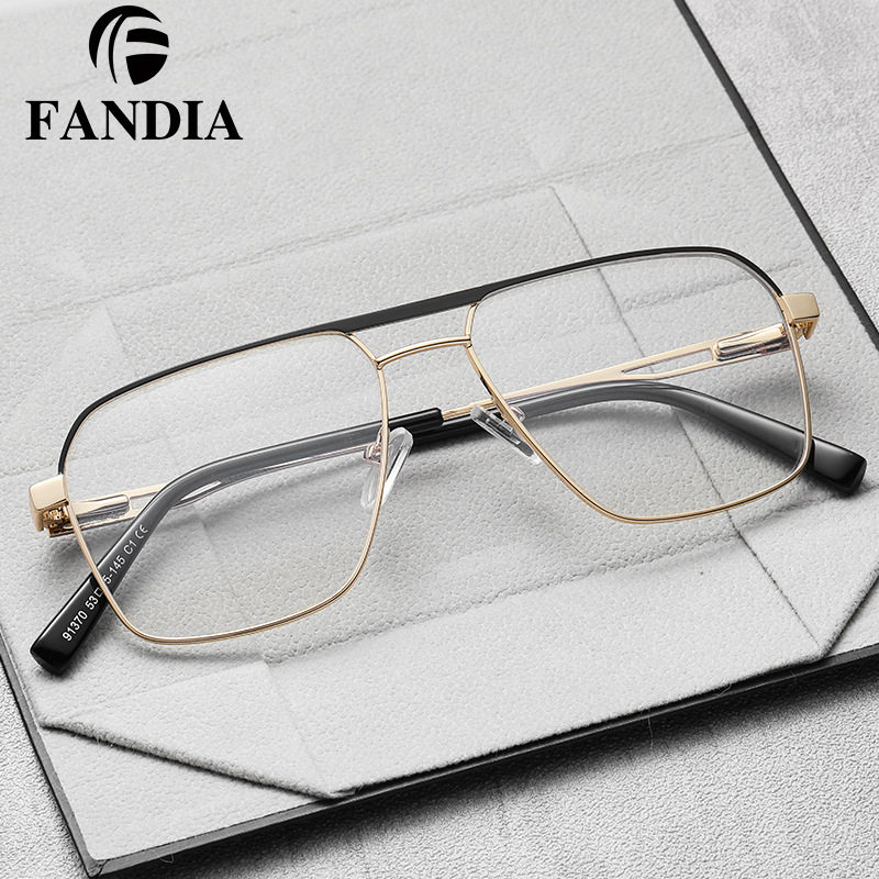 91370 Cross-Border Fashion Men's Anti-Blue Light Glasses Slingshot Gold Wire Frame Metal Export Optical Glasses Can Be Equipped with Glasses