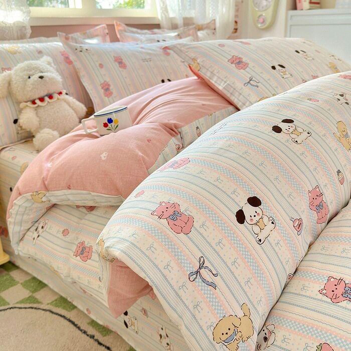 【100%両面ピュアコットン】ピンクの猫ちゃん