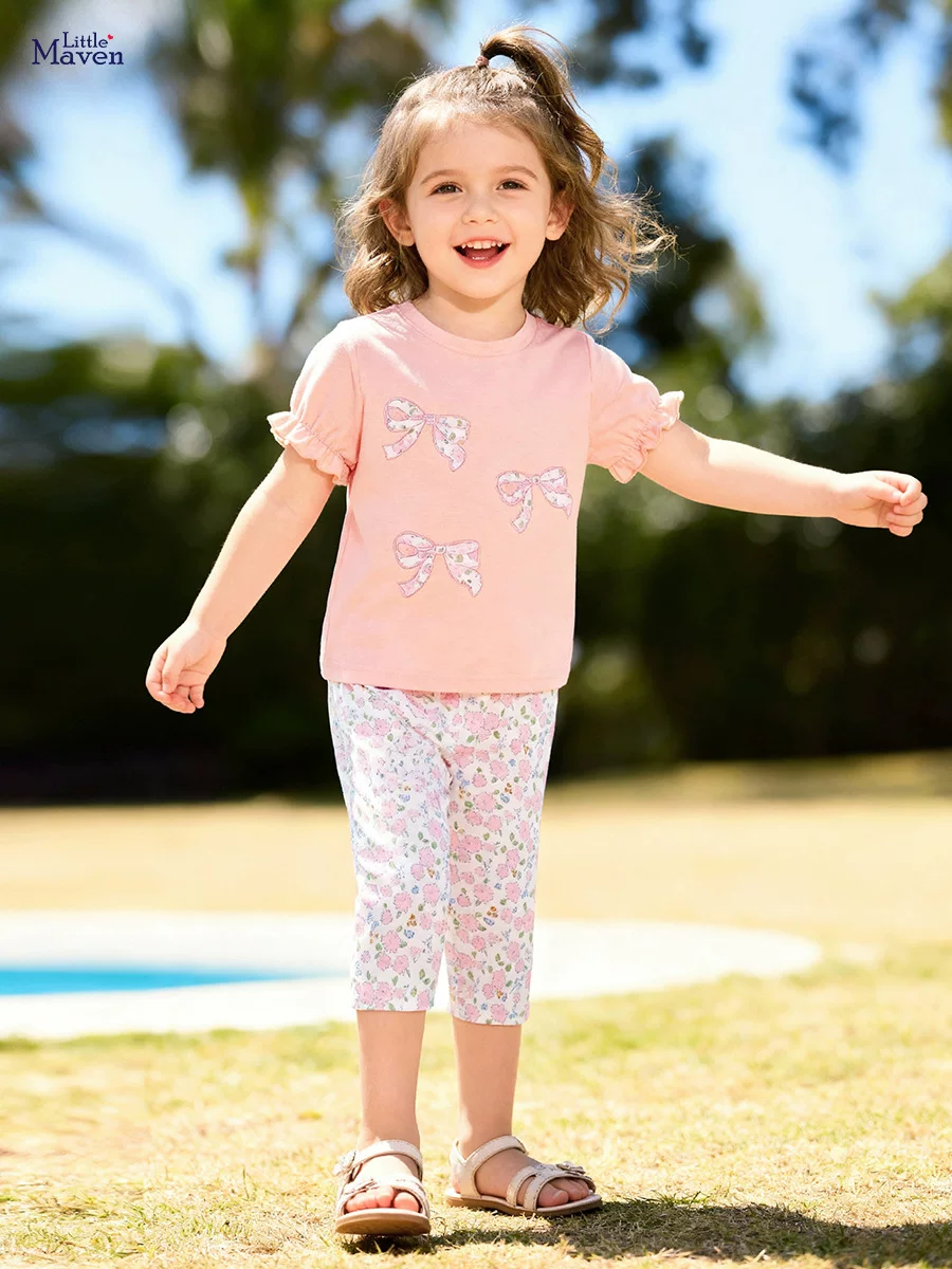 Grosir Set Anak Perempuan, Set Anak Musim Panas, Pakaian Anak Pita Lucu