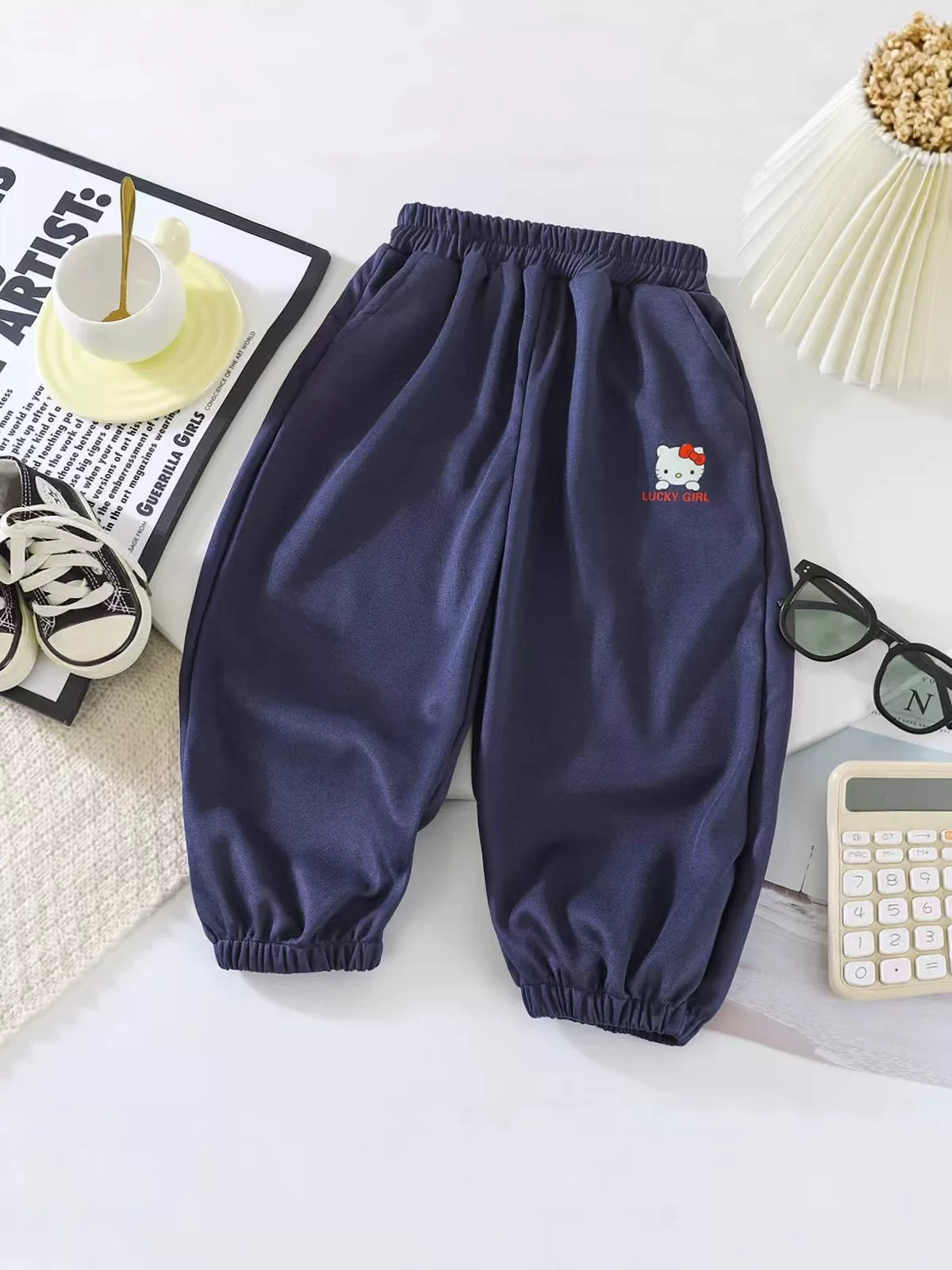 Girls' Casual Long Pants, New Autumn Children's Solid Color Casual Trousers, Baby Versatile Cuffed Pants