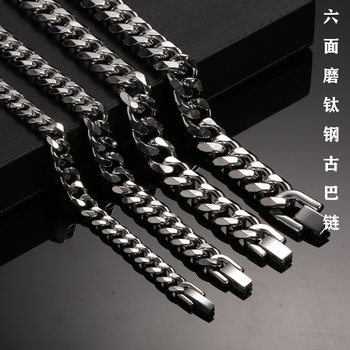 European and American high-grade titanium steel Cuban necklace all-match men's and women's fashion brand clavicle chain hip hop stainless steel chain clothing accessories