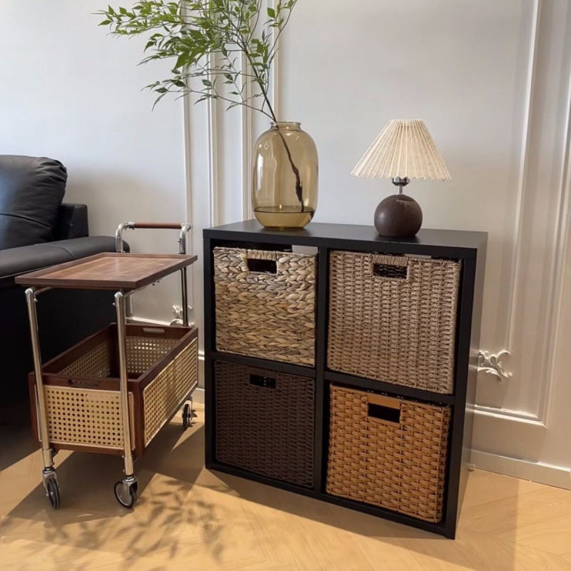 Plaid Cabinet Storage Basket, Woven Snack Toy and Sundry Storage Box, Woven Basket, Wardrobe Drawer-Type Storage Box