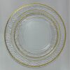 Gold-Stamped White Dinner Plate Set Disposable Dinner Plate Dragon Pattern Black Gold-Edged Embossed Plate Ps Hard Plastic Export Tableware