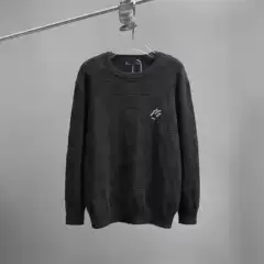 Correct Version Original Label Lujia Classic Basic Bead Embroidery Logo Checkerboard Pullover Knitted Texture Sweater for Men and Women