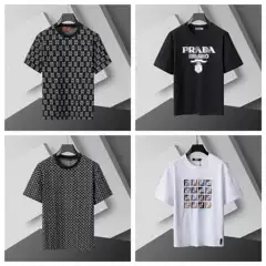 25 Cross-Border European and American Casual Versatile Unisex Spring and Summer New Round Neck Printed Logo Short-Sleeve T-Shirts