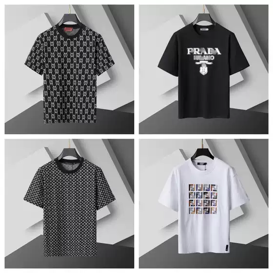 25 Cross-Border European and American Casual Versatile Unisex Spring and Summer New Round Neck Printed Logo Short-Sleeve T-Shirts