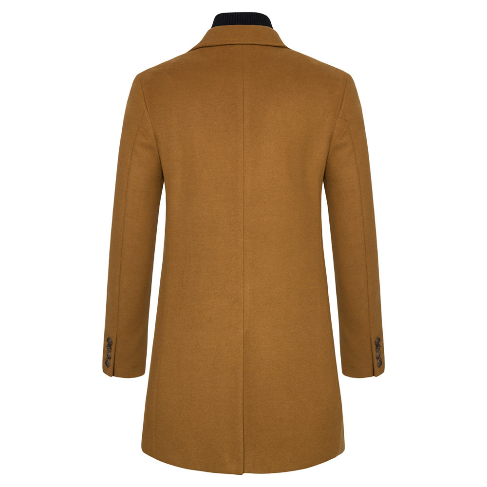 Mens Casual Overcoat High Quality Wool Blend Long Sleeve British Style Available in Khaki and Navy Blue Wholesale