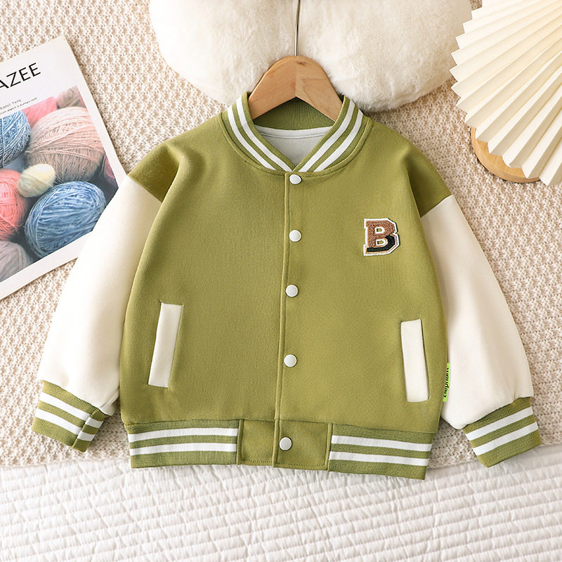 Spring & Autumn Children's Medium-Thick Outerwear, Thickened Baby Early Autumn Coat, Stylish Kids' Baseball Jacket for Outerwear