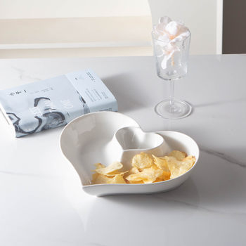 Spot Heart-shaped Potato Chips Bowl Amazon Export Ceramic Bowl Cold Meal Tray Simple Nut Bowl Fruit Salad Bowl