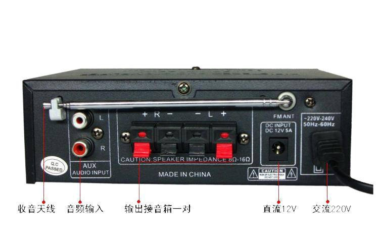 Bluetooth Power Amplifier Household High-Power Mini Small Power Amplifier 220V12 Volt Car Plug-In Card Fm Radio Power Amplifier