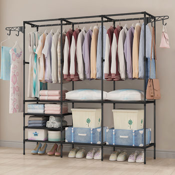 Simple coat rack indoor hanger clothes drying rack floor simple fashion multi-layer assembly storage rack
